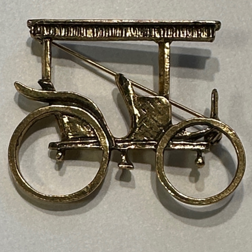 Zentall Vintage Antique Car Surreybicycle Gold Brooch